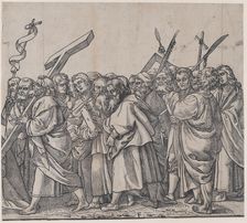 Section F: Saints holding crosses, books, and weapons, from The Triumph of Christ, 1836. Creator: Andrea Andreani