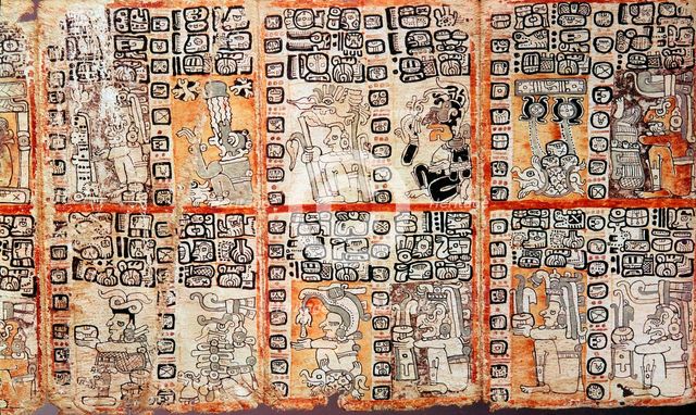 Section from the Mayan Troano Codex, 15th century. Artist: Unknown