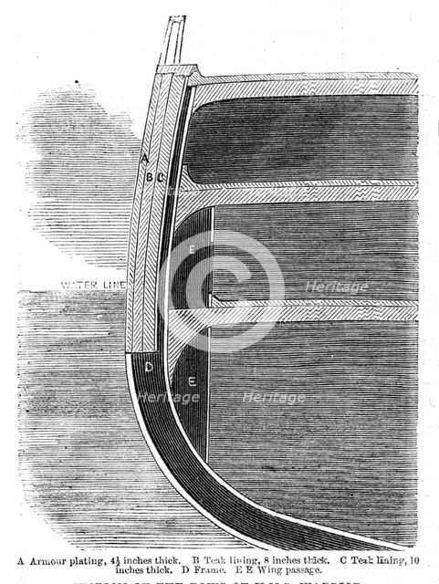 Section of the bows of H.M.S. Warrior, 1861. Creator: Unknown.