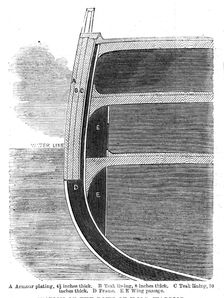 Section of the bows of H.M.S. Warrior, 1861. Creator: Unknown