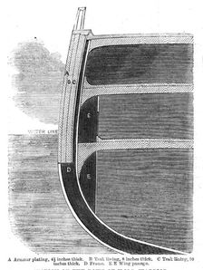 Section of the bows of H.M.S. Warrior, 1861. Creator: Unknown