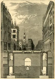 Section of the Holborn Viaduct, Showing the Subways c1876. Creator: Unknown