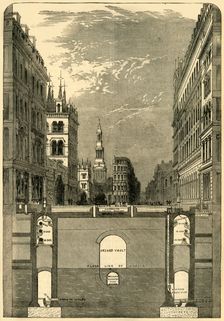 Section of the Holborn Viaduct, Showing the Subways c1876. Creator: Unknown