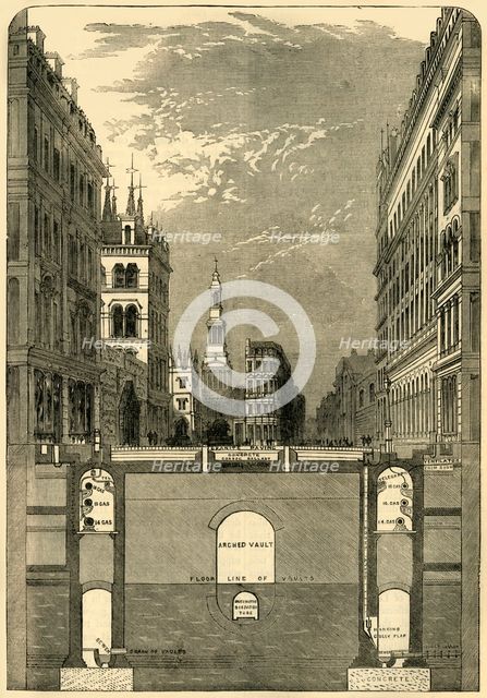 'Section of the Holborn Viaduct, Showing the Subways', c1876. Creator: Unknown.