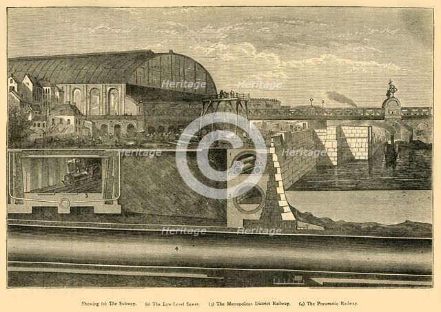 Section of the Thames Embarkment, 1867', (c1876). Creator: Unknown.