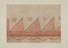 Section of Wall Decoration-Mission San Francisco de Assis (Dolores), c. 1940. Creator: Hilda Olson