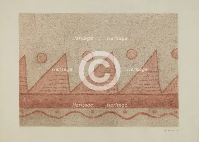 Section of Wall Decoration-Mission San Francisco de Assis (Dolores), c. 1940. Creator: Hilda Olson.