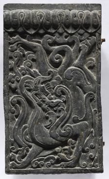 Section of a Coffin Platform: Dragon, 550-577. Creator: Unknown