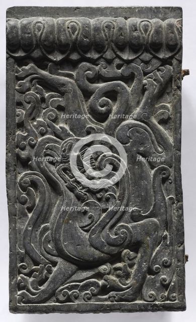 Section of a Coffin Platform: Dragon, 550-577. Creator: Unknown.