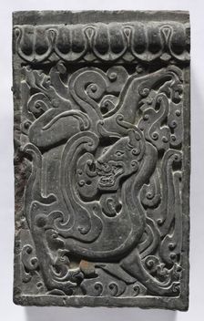 Section of a Coffin Platform: Feline, 550-577. Creator: Unknown