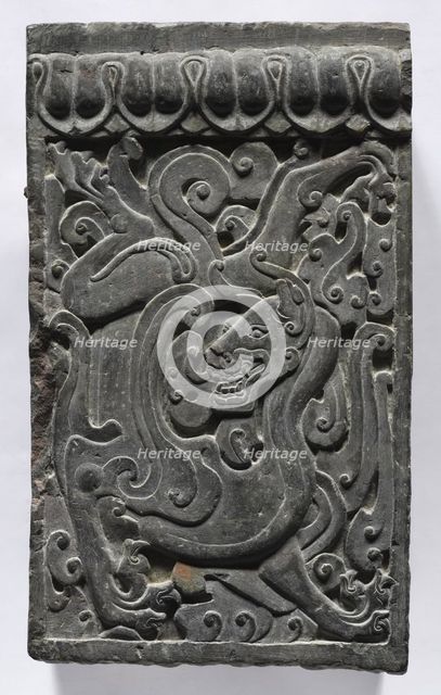 Section of a Coffin Platform: Feline, 550-577. Creator: Unknown.