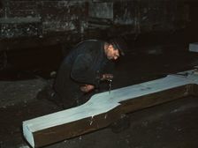 Section of a locomotive frame, which will be welded to replace a broken...train, Chicago, 1942. Creator: Jack Delano