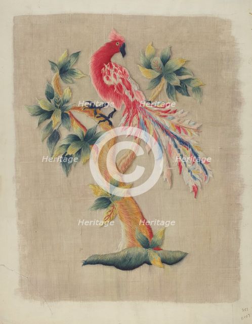 Section of Bed Curtain, c. 1937. Creator: Helen E. Gilman.