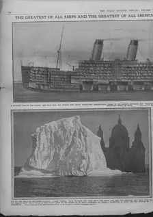 Sectional diagram of the Titanic and iceberg, April 20, 1912. Creator: Unknown