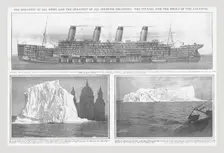 Sectional diagram of the Titanic and icebergs, April 20, 1912. Creator: Unknown