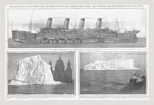 Sectional diagram of the Titanic and icebergs, April 20, 1912. Creator: Unknown