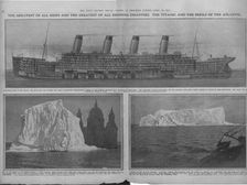 Sectional diagram of the Titanic and icebergs, April 20, 1912. Creator: Unknown