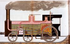 Sectional view of a mid-19th century steam railway locomotive, 1882. Creator: Unknown