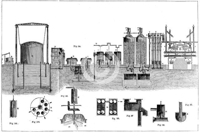 Sectional view of Liverpool Gas Works, 1860. Artist: Charles Partington