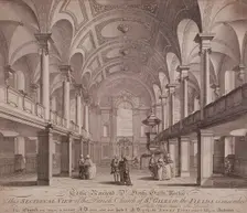 Sectional view of St Giles in the Fields, Holborn, London, 1753. Artist: Anthony Walker