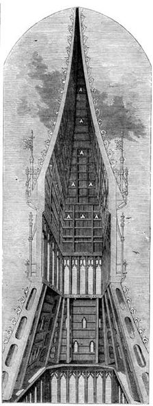Sectional View of the Clock Tower, 1858. Creator: Unknown