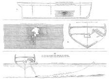Sections of the hull of H.M.S. Terpsichore, showing effect of the torpedo explosion at Chatham, 1865 Creator: Unknown