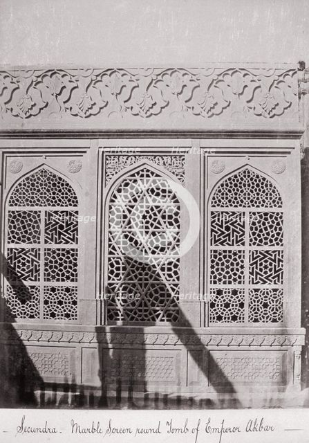Secundra, Marble Screen round Tomb of Emperor Akabar, Late 1860s. Creator: Samuel Bourne.