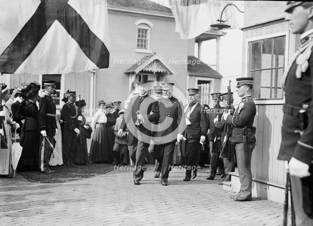 Secy Stimson & Gen. Grant at lawn party, Gov's Island., 1911. Creator: Bain News Service.