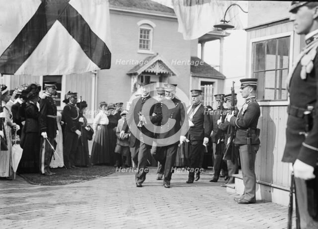 Secy Stimson & Gen. Grant at lawn party, Gov's Island., 1911. Creator: Bain News Service.
