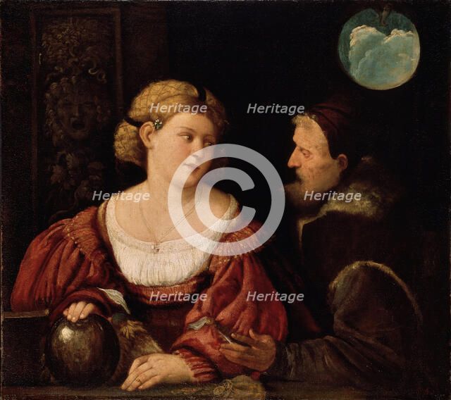 Seduction (Old Man and a Young Woman), 1515-1516. Artist: Cariani, Giovanni (ca. 1485-1547)