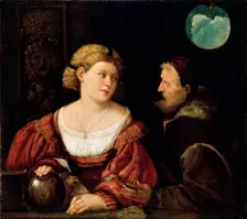Seduction (Old Man and a Young Woman) 1515-1516. Artist: Giovanni Cariani