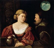 Seduction (Old Man and a Young Woman) 1515-1516. Artist: Giovanni Cariani
