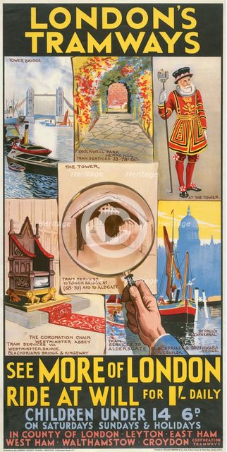 'See More of London', London County Council (LCC) Tramways poster, 1933. Artist: GE Butler