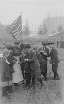 Seed distribution, Rockefeller Garden, 1917. Creator: Bain News Service