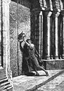 'Seeking Sanctuary" after Ralph Hedley 1890. Creator: Unknown