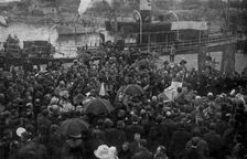 Seeing off the Expedition on the Pier, 1912. Creator: Nikolay Vasilyevich Pinegin