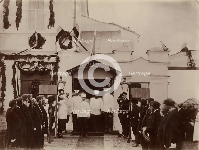 Seeing off Tsesarevich Nicholas Alexandrovich from the city of Kansk, 1891.  Creator: AM Zlobkov.