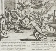 Seeing Blood on Their Brother's Face, the Infantes Slay the Villager, 1612. Creator: Antonio Tempesta