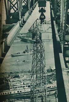 Seen from a crane, the River Clyde has appearance of a long narrow dock basin 1937