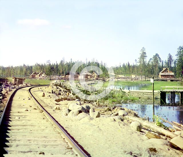 Segezh Station; general view, 1915. Creator: Sergey Mikhaylovich Prokudin-Gorsky.