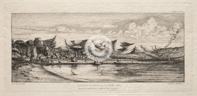 Seine Fishing off Charcoal Burners Point, Akaroa, Banks Peninsula, 1845, 1863. Creator: Charles Meryon (French, 1821-1868).
