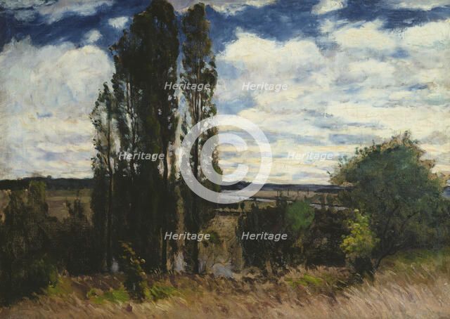 Seine. Landscape with Poplars, 1877. Creator: Carl Fredrik Hill.