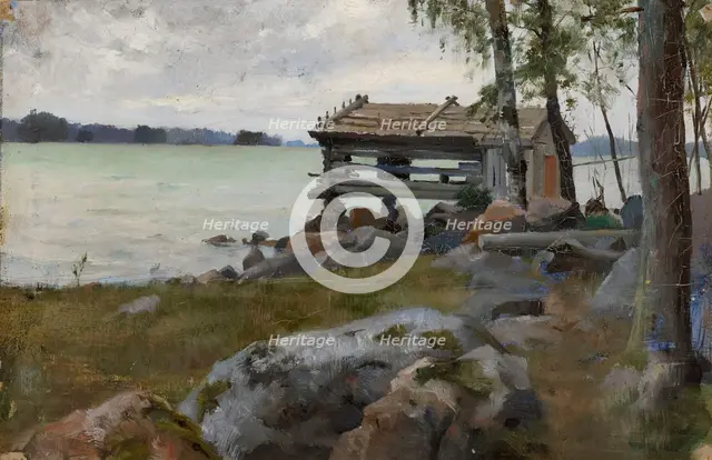 Seine Shed, study for Divine Service in the Uusimaa Archipelago, 1881. Creator: Albert Edelfelt.