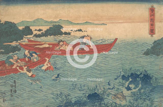 Seishu Awabi-tori no Zu, ca. 1840., ca. 1840. Creator: Utagawa Kunisada.