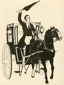 Seizing the Reins in One Hand, and Stirring Up the Horse with his Umbrella 1928. Creator: Athelstan Rusden