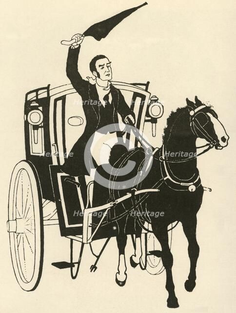 'Seizing the Reins in One Hand, and Stirring Up the Horse with his Umbrella', 1928. Creator: Athelstan Rusden.