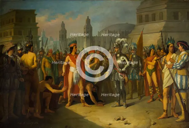 Seizing of Cuauhtémoc, last Emperor of Mexico, 1854. Creator: Esquivel y Rivas, Carlos María (1830-1867).