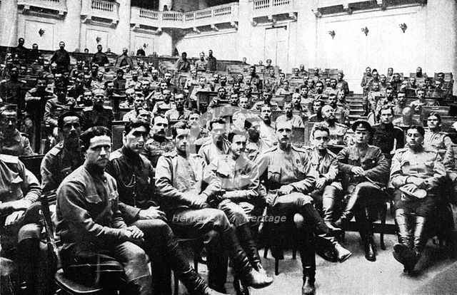 Seizure of the Russian Parliament in Petrograd by revolutionary soldiers, Russia, 1917. Artist: Unknown