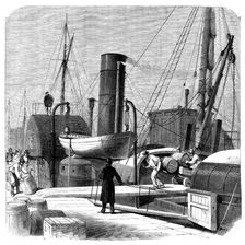 Seizure of casks, with arms and ammunition, on board the Dublin steamer Windsor, 1870. Creator: Unknown