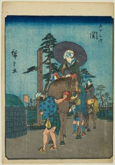 Seki, from the series "Fifty-three Stations [of the Tokaido] (Gojusan tsugi)," also known..., 1852. Creator: Ando Hiroshige